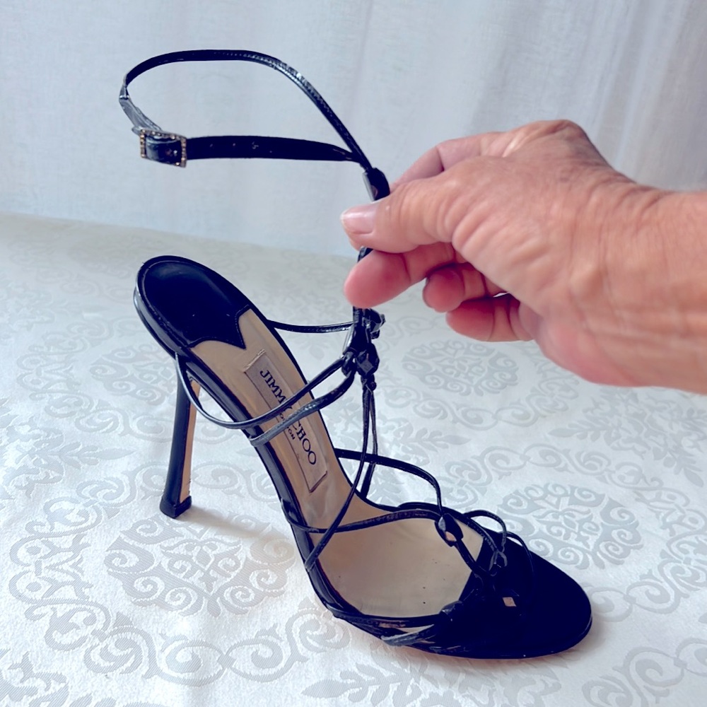 Jimmy Choo strappy Dress up heel! Perfect with that little black holiday dress